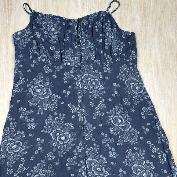 Madewell Indigo Blue Tie Back Button Front Archival Floral Print Midi Dress 8 - Picture 3 of 16